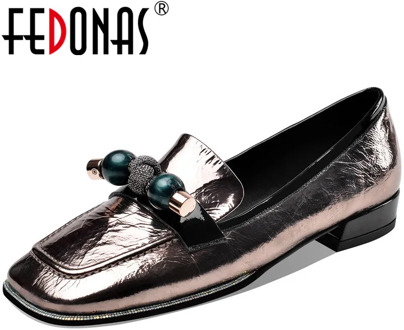 FEDONAS Concise Genuine Leather Women Shoes 2020 Spring Summer Chunky Heels Pumps Newest Fashion Office Lady Party Shoes Woman