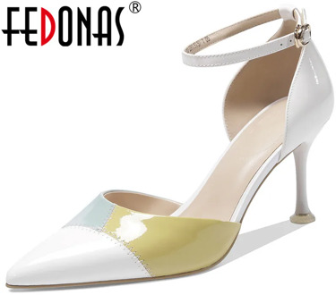 FEDONAS Cow Leather 2020 New Arrival Women Pumps Fresh And Elegant High Heeled Working Shoes Eleagnt Spring Summer Shoes Woman