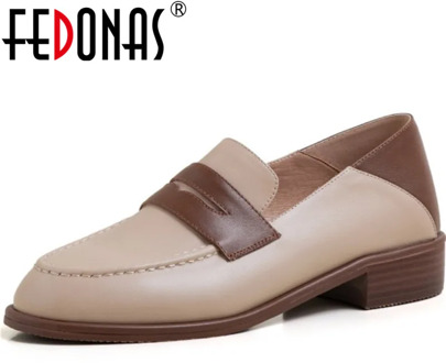 FEDONAS Elegant Concise Genuine Leather Women's Shoes 2020 Summer Autumn Low Heels Pumps Newest Wedding Office Lady Shoes Woman