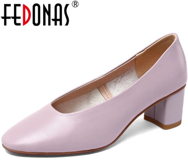 FEDONAS Elegant Concise Top 2020 Shoes For Women Genuine Leather High Heels Pumps Summer Shallow Working Wedding Shoes Woman