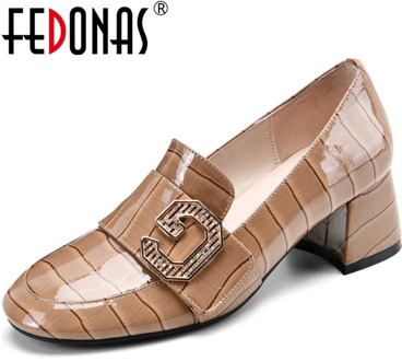 FEDONAS Elegant Newest Genuine Leather Women Shoes Rhinestone High Heels Pumps Spring Summer Top Quality Round Toe Shoes Woman