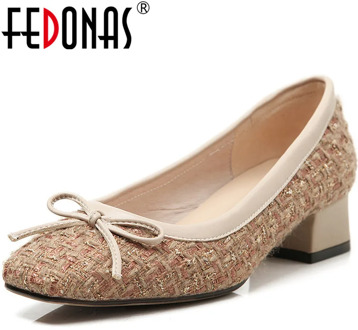 FEDONAS Elegant Shallow Women Mixed Colors Spring Summer Four Season Casual Pumps Flock Office Party Shoes Woman Butterfiy Knot