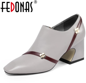 FEDONAS Fashion Genuine Leather Women Pumps High Heels Casual Party Shoes Woman 2020 Spring Autumn Solid Female Working Shoes