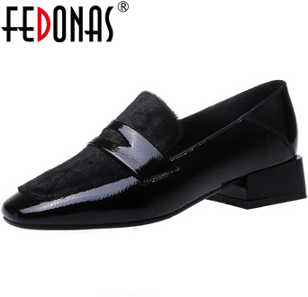 FEDONAS Fashion Patent Leather Women Pumps Solid Color High Quality Pumps Concise Working Night Club Retro Spring Shoes Woman