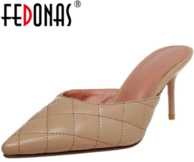 FEDONAS Fashion Summer Autumn Ladies Shoes High Heels Pumps Pointed Toe Sandals Sexy Slingbacks Brand Wedding 2020 Shoes Woman
