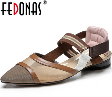 FEDONAS Genuine Leather Women Shoes Shallow Party Basic Thick Heels Pumps Spring Summer New 2002 Sexy Pointed Toe Shoes Woman