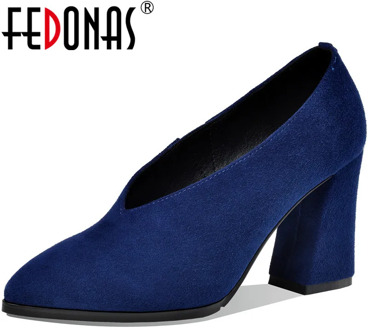 FEDONAS Kid Suede Pointed Toe Women Shoes Vintage New Arrival High Heels Pumps 2020 Summer Autumn Party Working Shoes Woman