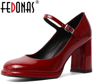 FEDONAS Mary Janes Vintage Genuien Leather Women'Shoes Summer Spring Platforms Thick Heels Pumps Party Wedding Shoes Woman Heels