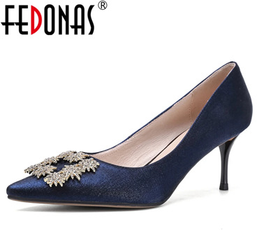 FEDONAS Metal Decoration Appliques Spring Summer New Women Pumps Elegant Fashion Wedding Casual Pointed Toe Shallow Shoes Woman