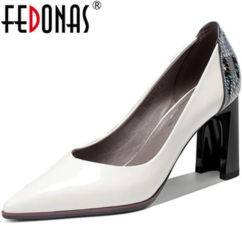 FEDONAS Mixed Colors Genuine Leather Sexy Women Shoes Wedding Prom High Heels Pumps New Arrival Summer Autumn Famale Shoes Woman