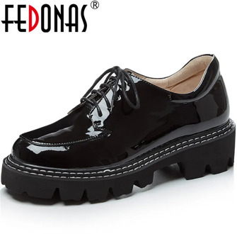 FEDONAS New Arrival Spring Summer Butterfly Knot Women Party Prom Pumps Cross-Tied Patent Leather Classic Punk Shoes Woman