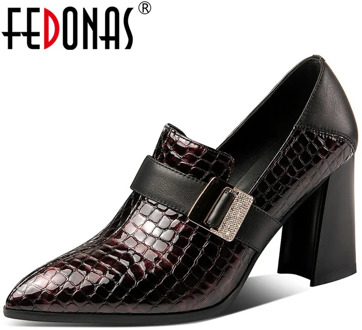 FEDONAS New Arrival Women Prom Party Pumps Spring Summer Point Toe Shoes Vintage Genuine Leather Brand Shoes Woman