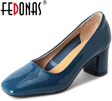 FEDONAS New Arrival Women Square Toe Party Wedding Shoes Spring Summer Sweet Concise Shoes Genuine Leather Shoes Woman