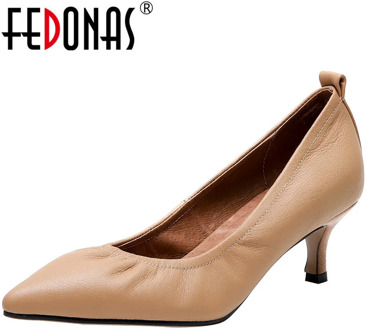 FEDONAS New Point Toe Shoes Women Pumps Women Spring Summer Party Wedding Shoes Fine Heels Genuine Leather Elegant Shoes Woman