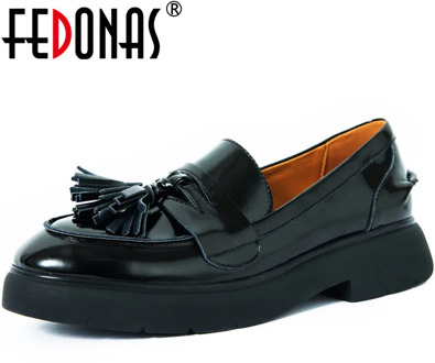 FEDONAS New Women Office Lady Working Pumps Spring Summer Square Heels Concise Shoes Patent Leather Brand Shoes Woman
