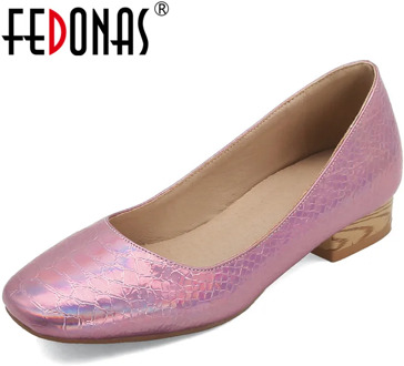 FEDONAS Newest Women Square Heels Pumps Prom Office Lady Concise Square Toe Pumps Spring Summer Shoes Woman Retro Shoes Woman