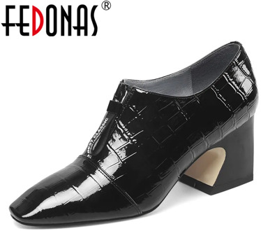 FEDONAS Office Ladies Pumps Women Genuine Leather Leisure Zipper Shoes 2020 New Spring Autumn Quality High Heels Shoes Woman