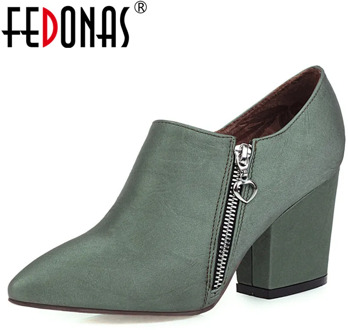 FEDONAS Plus Size Pumps Women Spring Autumn Four Season Party Basic Office Shoes Woman Classic Pointed Toe Side Zipper Pumps