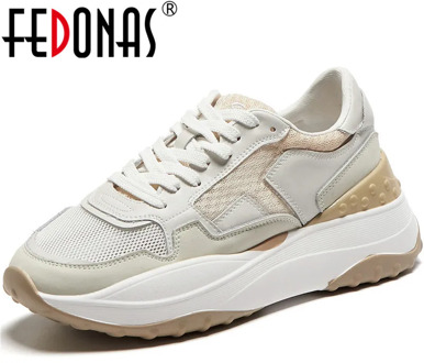 FEDONAS Popular Patchwork Genuine Leather Pink Sneaker Women Comfortable Retro Platform Flats Student Running Sport Shoes Woman