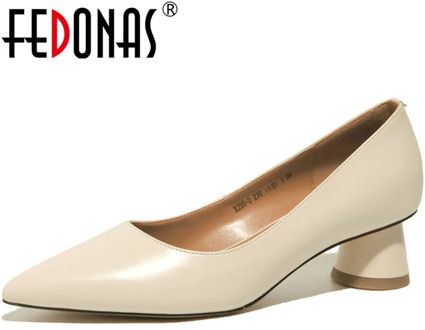 FEDONAS Quality Concise Genuine Leather Women's Shoes 2020 Summer Autumn Pointed Toe High Heels Pumps Wedding Party Shoes Woman