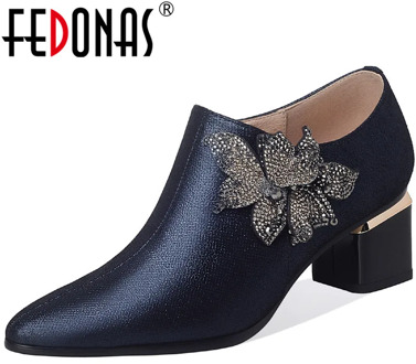 FEDONAS Rhinestone Glitters Handmade Shoes For Women Shallow Genuine Leather High Heels Pumps Autumn Newest Party Shoes Woman