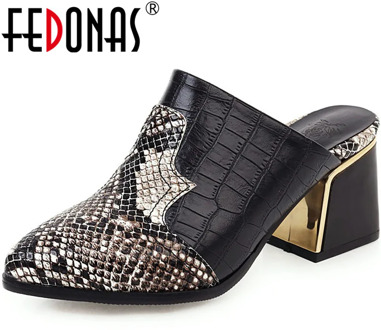 FEDONAS Sexy Color Mixing Women Shoes Pointed Toe High Heels Pumps Spring Summer Show Off Mules Party Casual Newest Shoes Woman