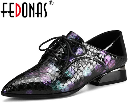 FEDONAS Sexy Cross Tied Genuine Leather Women Shoes Pointed Toe Thick Heels Pumps 2020 Spring Summer Working Party Shoes Woman