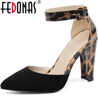 FEDONAS Sexy Metal Buckle Pointed Toe Women Shoes Mixed Colors Retro High Heels Pumps 2020 Spring Summer Night Club Shoes Woman