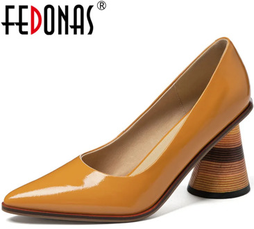 FEDONAS Shallow Genuine Leather Shoes For Women 2020 Summer Autumn High Heels Sandals Wedding Working pointed toe Shoes Woman