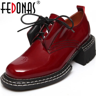 FEDONAS Shallow Platforms Thick Heels Pumps Genuine Leathder Cross Tied Women Shoes 2020 New Summer Autumn Working Shoes Woman