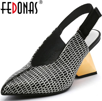 FEDONAS Shallow Sexy High Heels Pumps Genuine Leather Pointed Toe Women Shoes 2020 New Summer Autumn Party Retro Shoes Woman