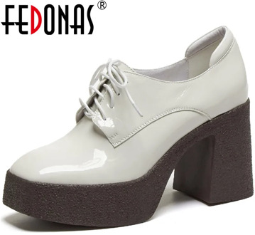 FEDONAS Shallow Shoes Woman Platform Genuine Leather High Heels Shoes For Women Cross Tied Autumn Newest Wedding Dancing Pumps