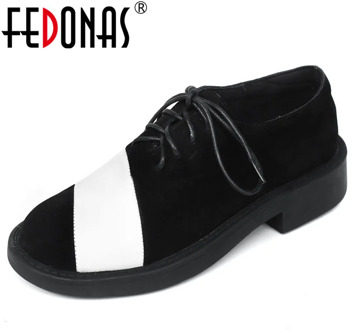 FEDONAS Shallow Women Cow Suede High Heels Pumps Spring Autumn Comfortable Casual Shoes Woman Fashion Patchwork Rome Shoes