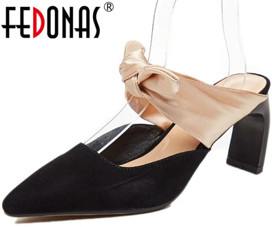 FEDONAS Sheepskin Lether 2020 Women Butterfly Knot Pumps Spring Summer Strange Heels Pumps Pointed Toe Elegant New Shoes Woman