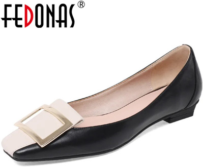 FEDONAS Top Quality 2020 Summer Autumn Shoes For Women Genuine Leather Metal Decoration Thick Heels Pumps Party Shoes Woman