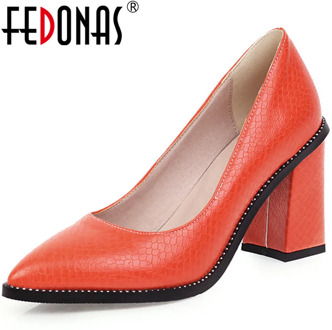 FEDONAS Top Quality Point Toe Women Rivets Line Pumps Supper High Heeled Wedding Party Shoes Spring Summer New 2020 Shoes Woman