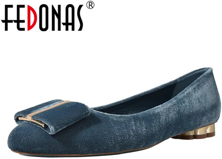 FEDONAS Vintage Flock Women Round Toe Low Heels Pumps Spring Autumn Slip-on Basic Shoes Woman Shallow Casual Office Ladies Shoes