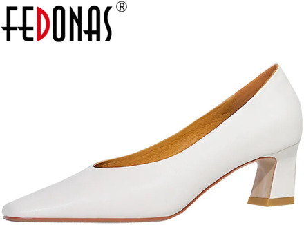 FEDONAS Vintage Shallow Genuine Leather Handmade Shoes For Women Summer Autumn High Heels Pumps Wedding Office Lady Shoes Woman