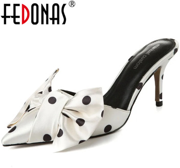 FEDONAS Wave Point Women Silk Pumps Fine Heels Pumps Butterfly Knot Shoes New Spring Sweet Party New 2020 Shoes Woman
