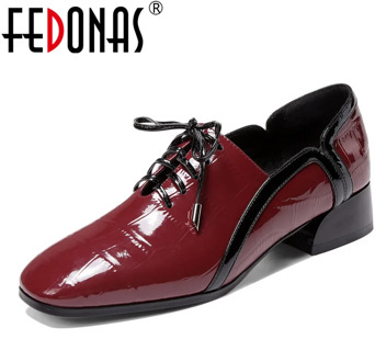 FEDONAS Women Genuine Leather Elegant Square Toe Heels Pumps Cross-tied Solid Prom Dancing Shoes Woman Spring Autumn Lady Shoes