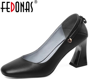FEDONAS Women Pumps Butterfly Knot Lace Up Cow Leather Concise Popular Fashion Working Prom Shoes Spring Summer Shoes Woman