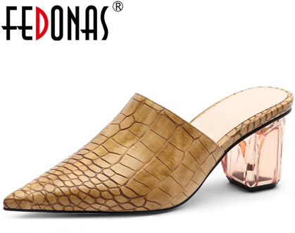 FEDONAS Women Spring Animal Prints Synthetic Leather Pumps Sexy Pointed Toe Rome Plus Size High Heels Party Shoes Woman Mules