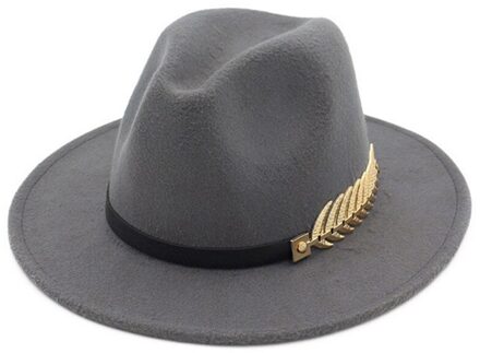 Fedora Hoed Mannen Vrouwen Imitatie Wollen Winter Vrouwen Vilten Hoeden Mannen Mode Zwarte Top Jazz Hoed Fedora Chapeau Sombrero Mujer grijs