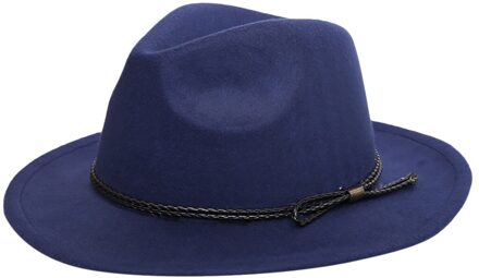 Fedora Hoeden wol warm en comfortabel verstelbare grote maat 60CM hoeden unisex trend solid caps klassieke bolhoed vrouwen donker blauw