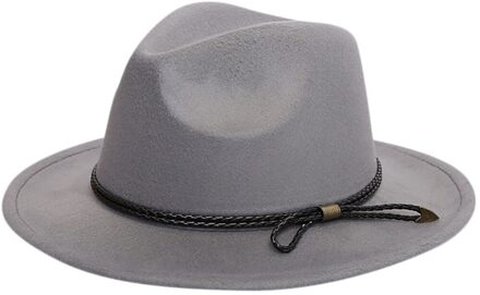 Fedora Hoeden wol warm en comfortabel verstelbare grote maat 60CM hoeden unisex trend solid caps klassieke bolhoed vrouwen Grijs