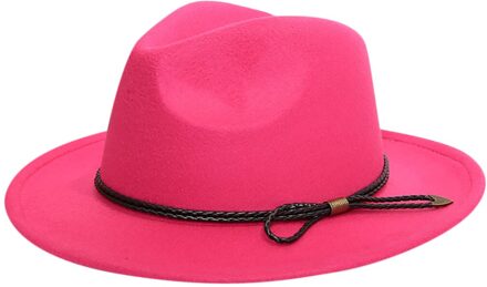 Fedora Hoeden wol warm en comfortabel verstelbare grote maat 60CM hoeden unisex trend solid caps klassieke bolhoed vrouwen heet roze