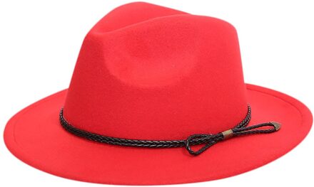 Fedora Hoeden wol warm en comfortabel verstelbare grote maat 60CM hoeden unisex trend solid caps klassieke bolhoed vrouwen Rood