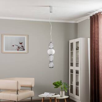 Fedra LED hanglamp met glazen kappen lichtgrijs, wit, chroom