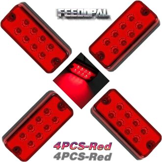 Feedopal 4Pcs Rode 8LED 12V 4 "Zijmarkeringslicht Signaal Marker Lamp Gemodificeerde Truck Trailer Boot Bus vrachtwagen Caravan Waterdichte