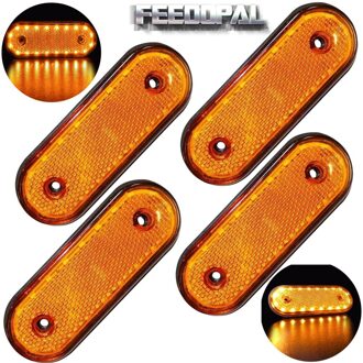 Feedopal 4X 20 Led Ovale Amber Side Marker Indicator Signal Light Ontruiming Lamp Auto Caravan Vrachtwagen Trailer Vrachtwagen Van 24V